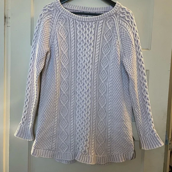 LL Bean Signature Cotton Fisherman Cable Knit Tunic - Lavender Size XL - Picture 2 of 10